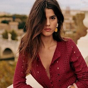 Sezane Burgundy Cardigan